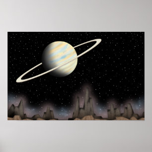 Poster Belle planète debout dans l'espace extra-atmosphér