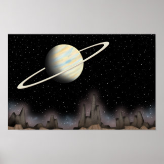 Poster Belle planète debout dans l'espace extra-atmosphér