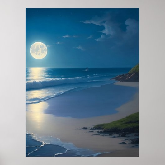 Poster Belle Pleine lune Ocean Art (Devant)