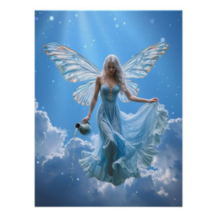 Poster Belle poitrine Aquarius dans les nuages