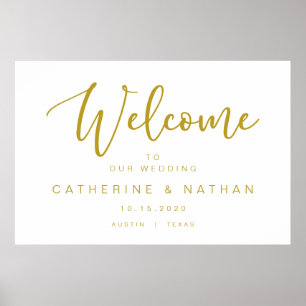 Poster Belle police moderne dorée, Bienvenue au mariage