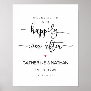 Poster Belle police moderne noire, Bienvenue au mariage