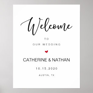 Poster Belle police moderne noire, Bienvenue au mariage