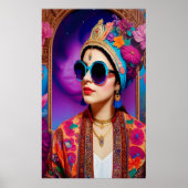 Poster Belle princesse avec lunettes de soleil (Devant)