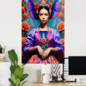 Poster Belle princesse avec robe florale (Bureau à domicile)