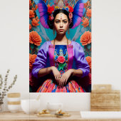 Poster Belle princesse avec robe florale (Cuisine)
