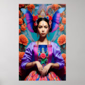 Poster Belle princesse avec robe florale (Devant)