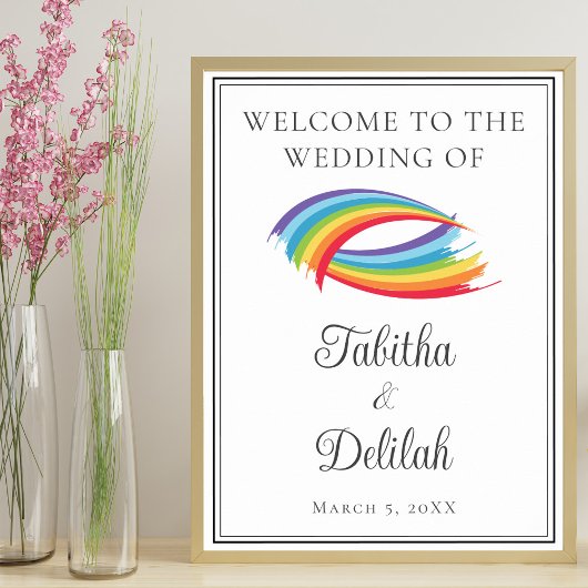 Poster Belle Rainbow Waves Mariage personnalisé Bienvenue