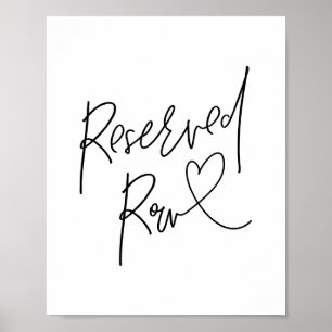 Poster Belle Rangée Réservée, Noir, Cérémonie Mariage