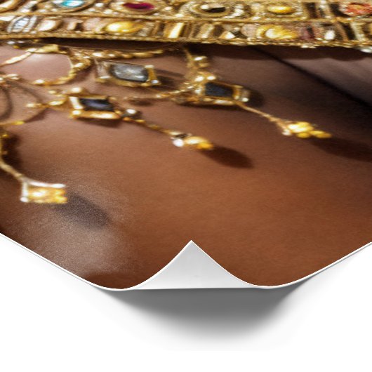 Poster Belle Reine Noire Portant Tiara (Coin)