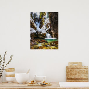 Poster Belle rivière à Gozd Martuljek fin de l'hiver