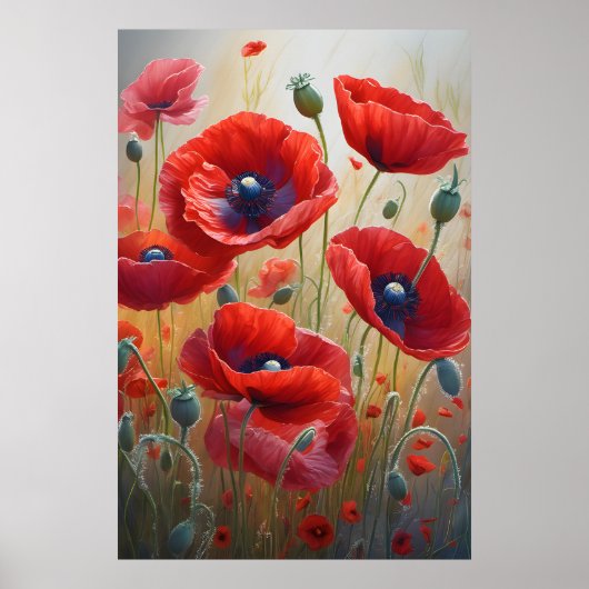 Poster Belle Romantique Fleurs de Pavot Fleurs de fleurs (Devant)