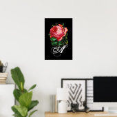 POSTER BELLE ROSE MONOGRAMME ROSE (Bureau à domicile)