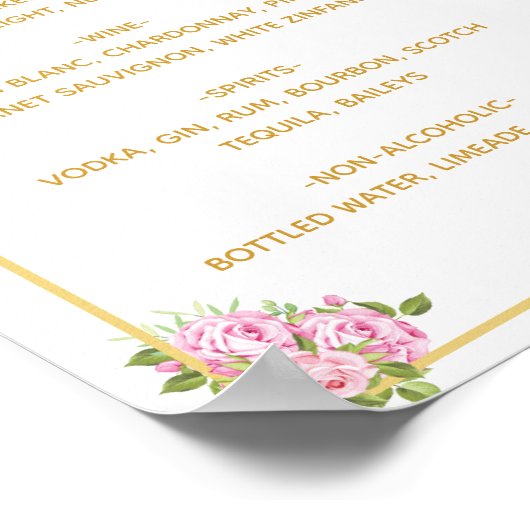 Poster Belle Roses Rose Boissons Menú (Coin)