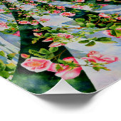 Poster Belle roses roses rouges rétro aquarelle fleurie (Coin)