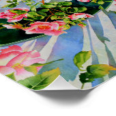 Poster Belle roses roses rouges rétro aquarelle fleurie (Coin)