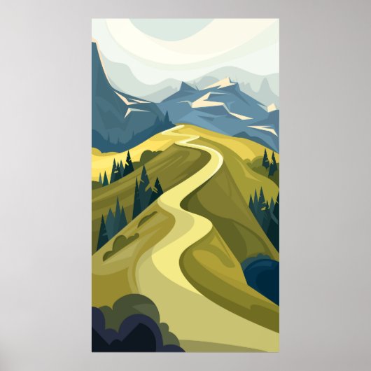 Poster Belle route de montagne (Devant)