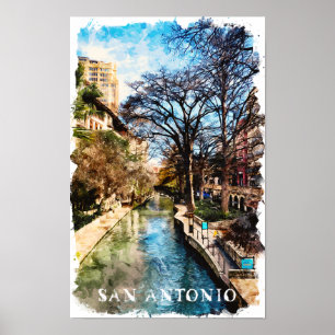 Poster Belle San Antonio Texas Vintage City