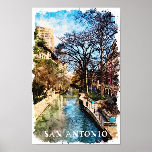 Poster Belle San Antonio Texas Vintage City (Devant)