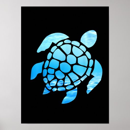 Poster Belle Silhouette De Tortue De Mer Vue Sous-Marine (Devant)