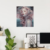 Poster Belle Sirène De Cheveux Rose (Bureau à domicile)