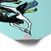 Poster Belle Sirène Gothique Bleue Vert Encre Dessin (Coin)