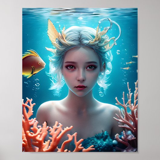 Poster Belle Sirène Sous L'Eau (Devant)