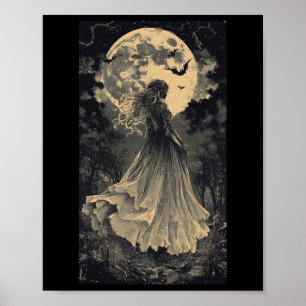 Poster Belle Sorcière Imaginaire gothique Vampire Lune