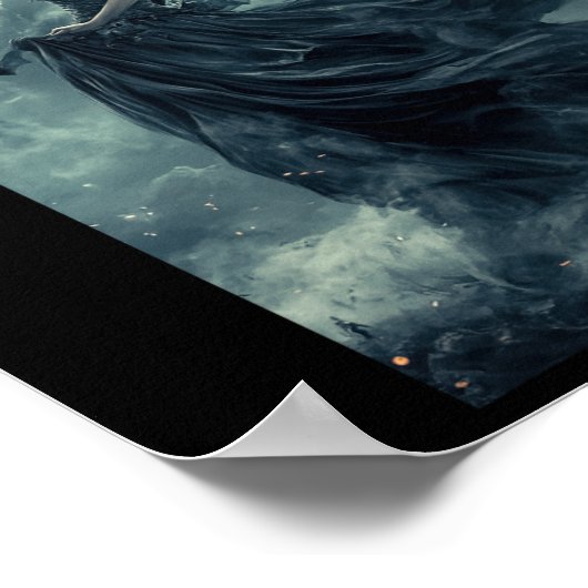 Poster Belle Sorcière Imaginaire gothique Vampire Lune 1 (Coin)