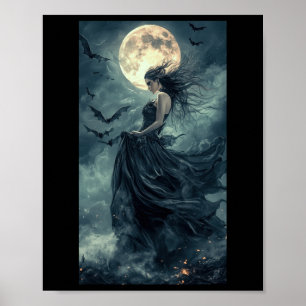 Poster Belle Sorcière Imaginaire gothique Vampire Lune 1