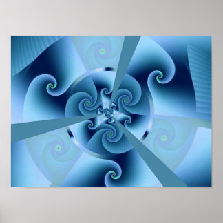 Poster Belle Spirale Bleue Belle Fractale Art