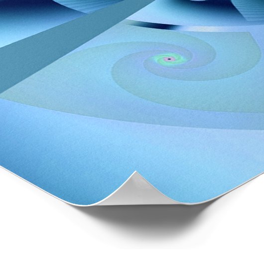 Poster Belle Spirale Bleue Belle Fractale Art (Coin)