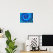 Poster Belle Spirale Bleue Belle Fractale Art (Bureau à domicile)