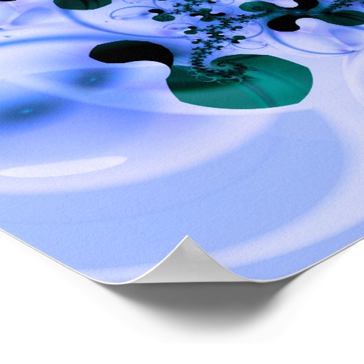 Poster Belle Spirale Bleue Belle Fractale Art (Coin)