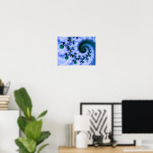 Poster Belle Spirale Bleue Belle Fractale Art (Bureau à domicile)