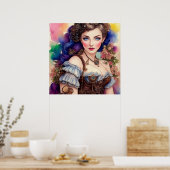 Poster Belle Steampunk Girl (Cuisine)