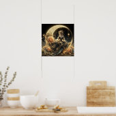 Poster Belle Steampunk Woman sur la Lune (Cuisine)