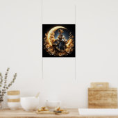 Poster Belle Steampunk Woman sur la Lune (Cuisine)