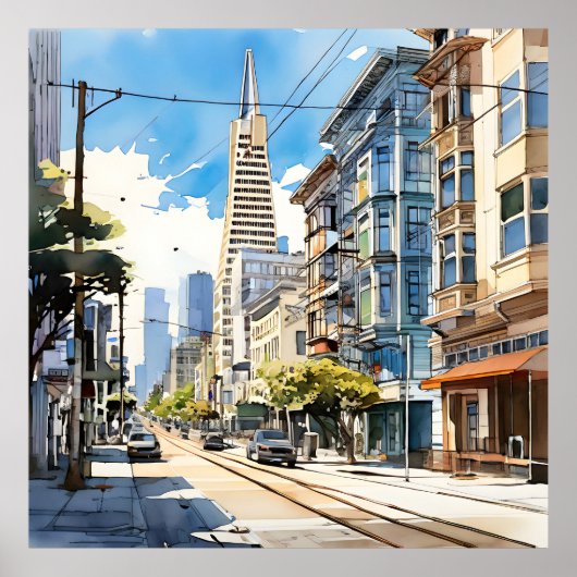 Poster Belle stylo et croquis d'encre de San Francisco (Devant)