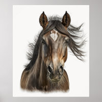 Belle tête de cheval Portrait de main dessinée cou
