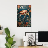 Poster Belle tortue sous-marine (Bureau à domicile)