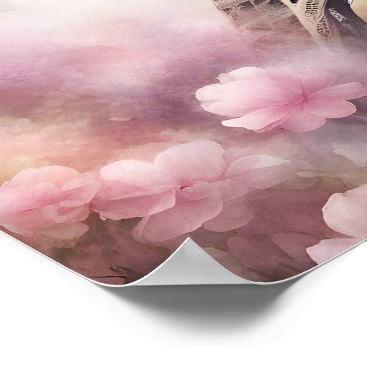 Poster Belle Tour Eiffel romantique Paris (Coin)