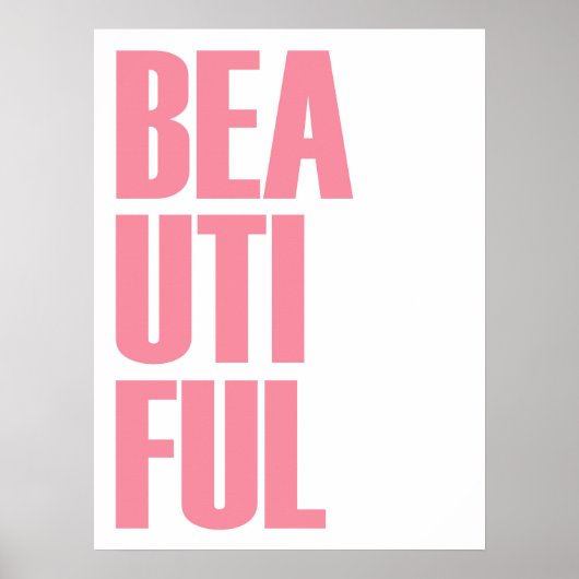 Poster Belle Typographie Minimaliste Rose (Devant)