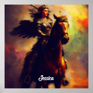 Poster Belle Valkyrie à cheval