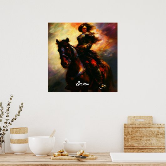 Poster Belle Valkyrie à cheval (Cuisine)