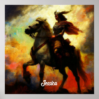 Poster Belle Valkyrie à cheval