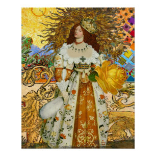 Poster Belle Vintage femme Golden Sun