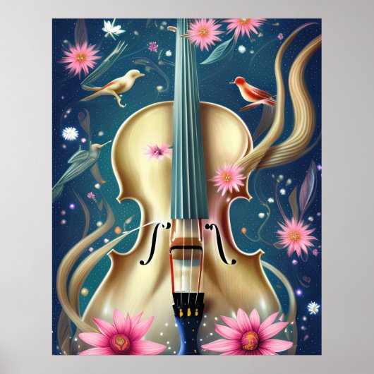 Poster Belle Violon de violon ou basse dans un cadre agré (Devant)