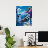 Poster Belle vue mer de Santorin Grèce (Bureau à domicile)
