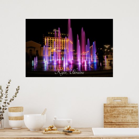 Poster Belle vue nocturne Kiev Ukraine (Cuisine)